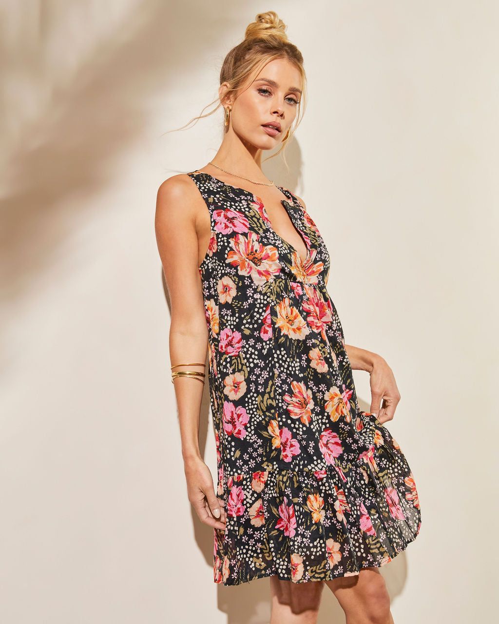 Jovie Floral Mini Dress - Black - FINAL SALE sold by Vici product image thumbnail 5