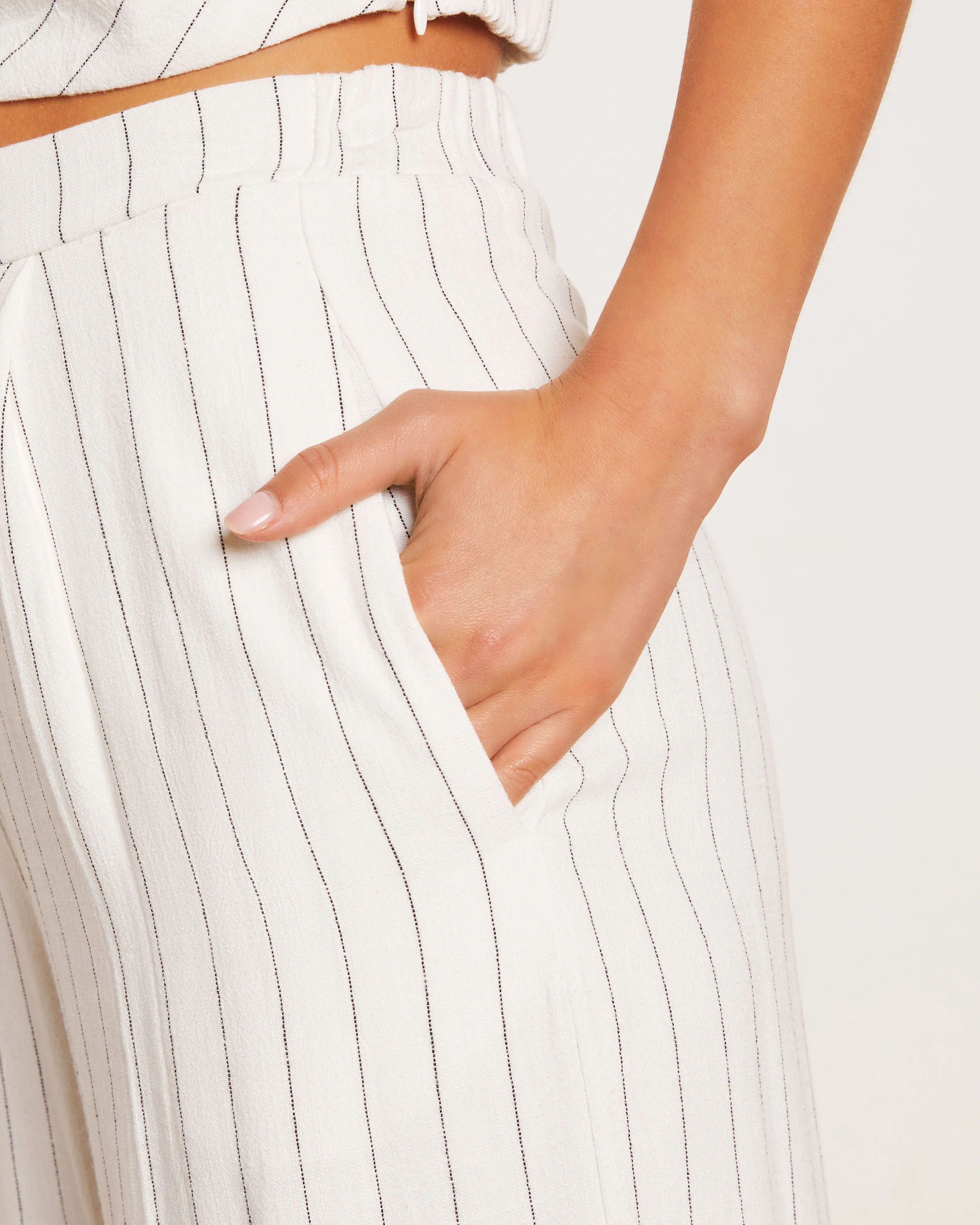 Tanya Pinstripe Linen Blend Wide Leg Pant sold by Vici product image thumbnail 3