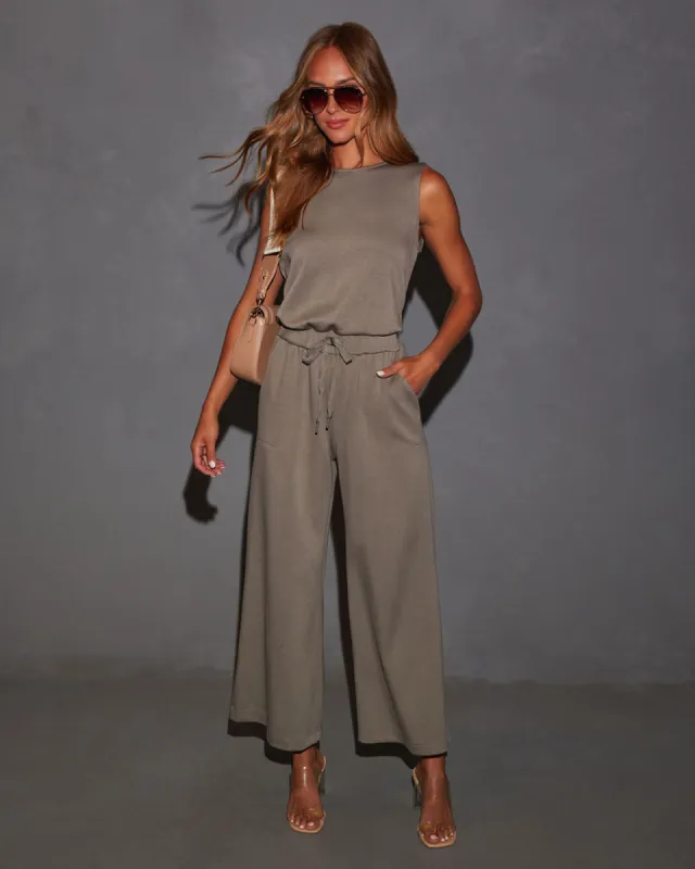 Rosella Wide Leg Drawstring Waist Jumpsuit sold by Vici