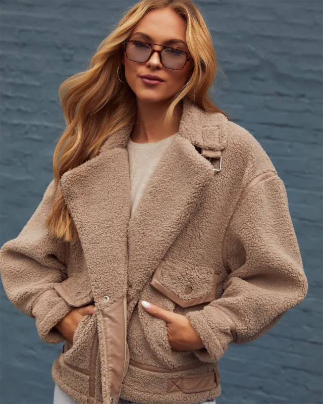 Evans Oversized Sherpa Bomber Jacket sold by Vici