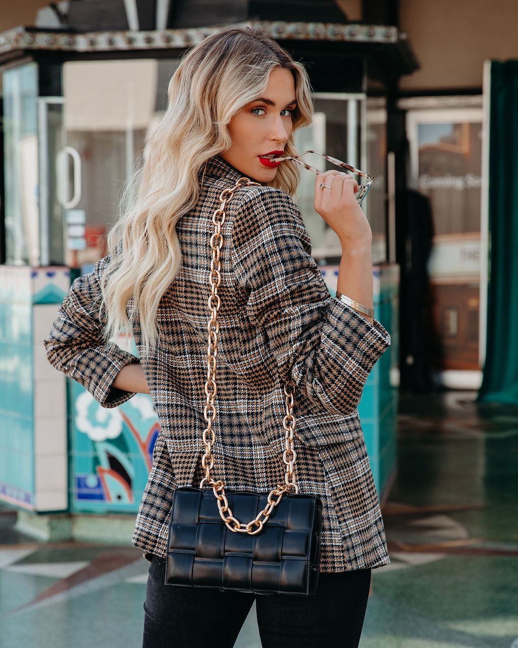 Celina Pocketed Plaid Blazer sold by Vici product image thumbnail 4