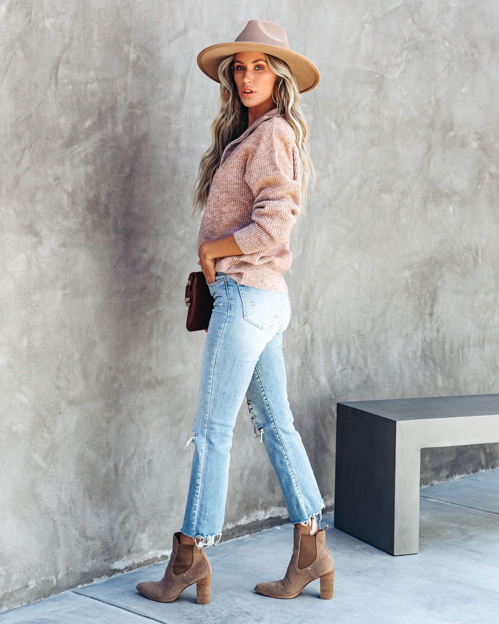 Aiden Half Zip Pullover Sweater - Oatmeal sold by Vici product image thumbnail 6