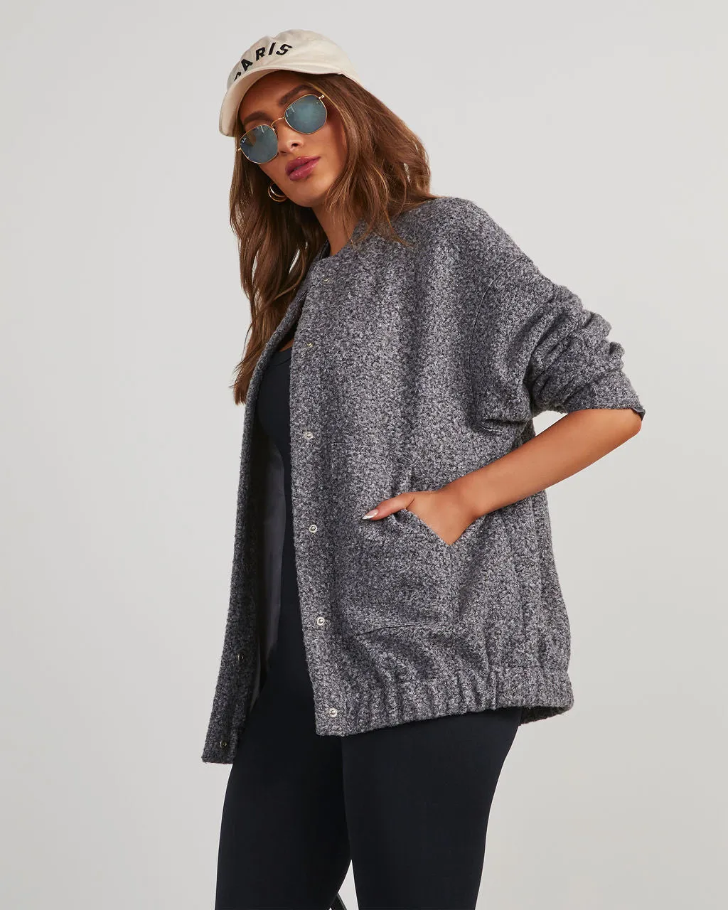 Hannah Textured Bomber Jacket sold by Vici product image thumbnail 3