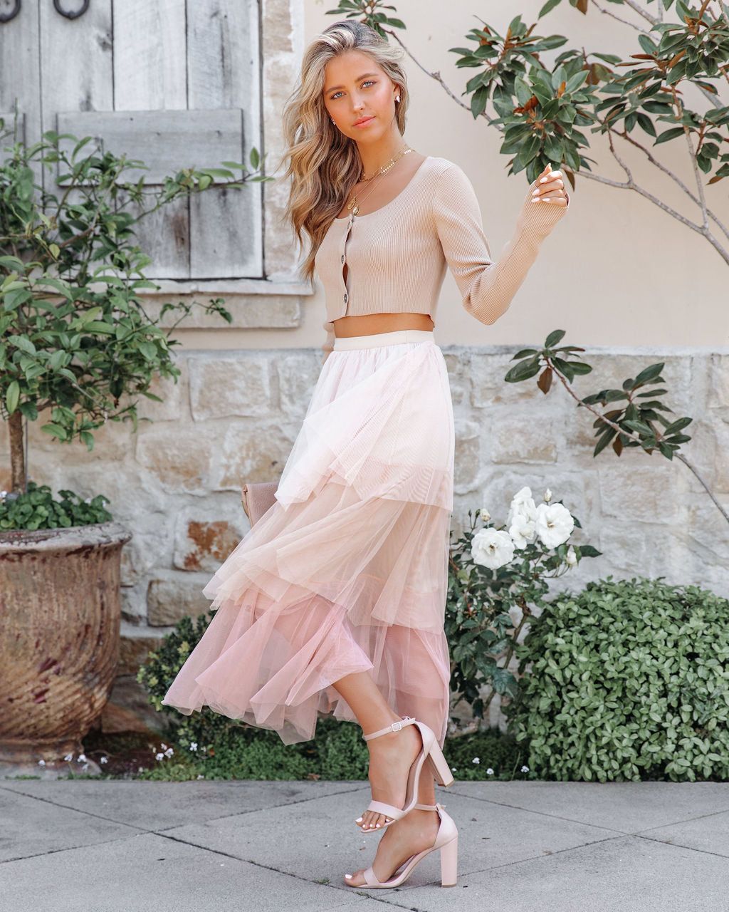 Save The Last Dance Tiered Tulle Midi Skirt sold by Vici product image thumbnail 5