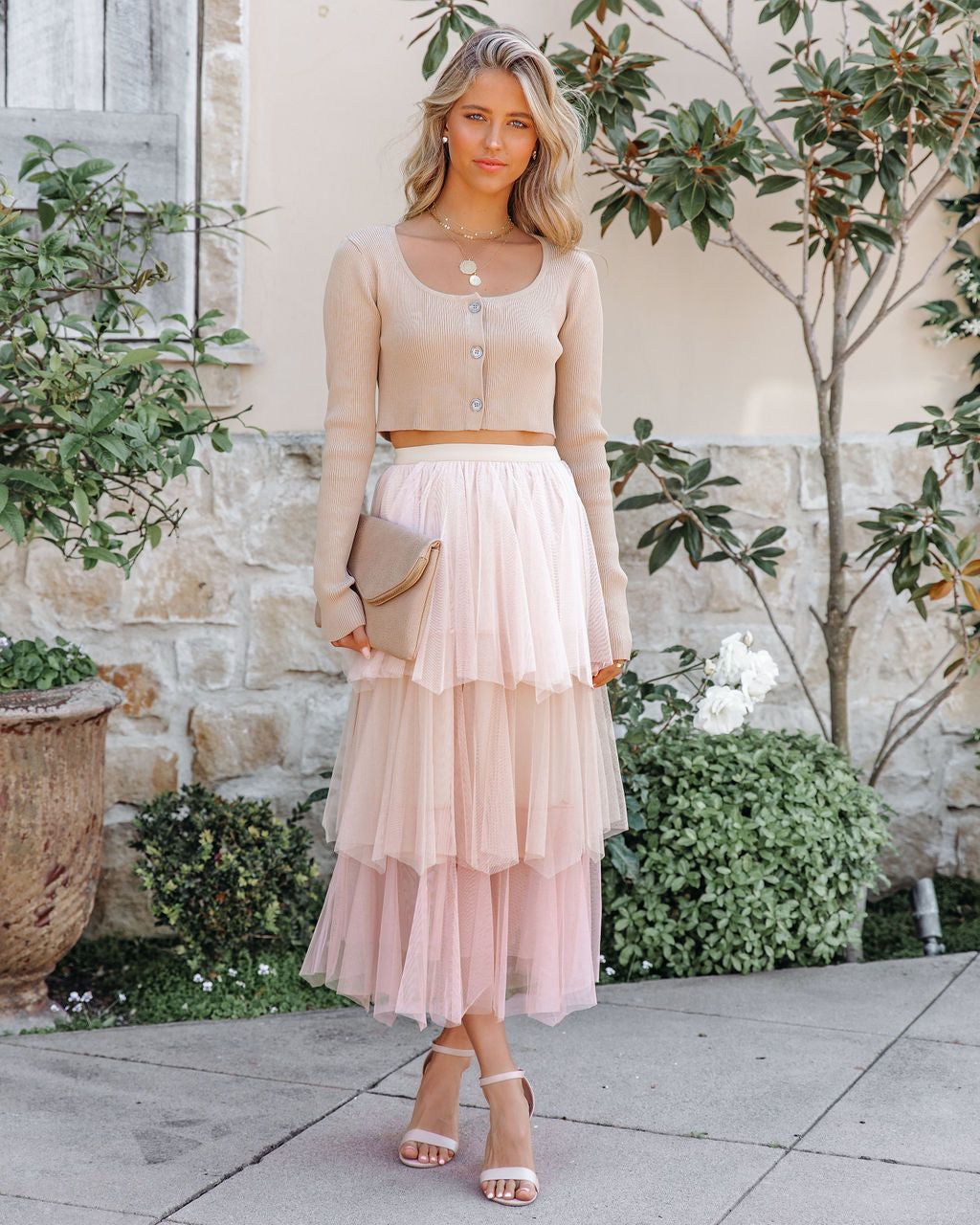 Save The Last Dance Tiered Tulle Midi Skirt sold by Vici product image thumbnail 6