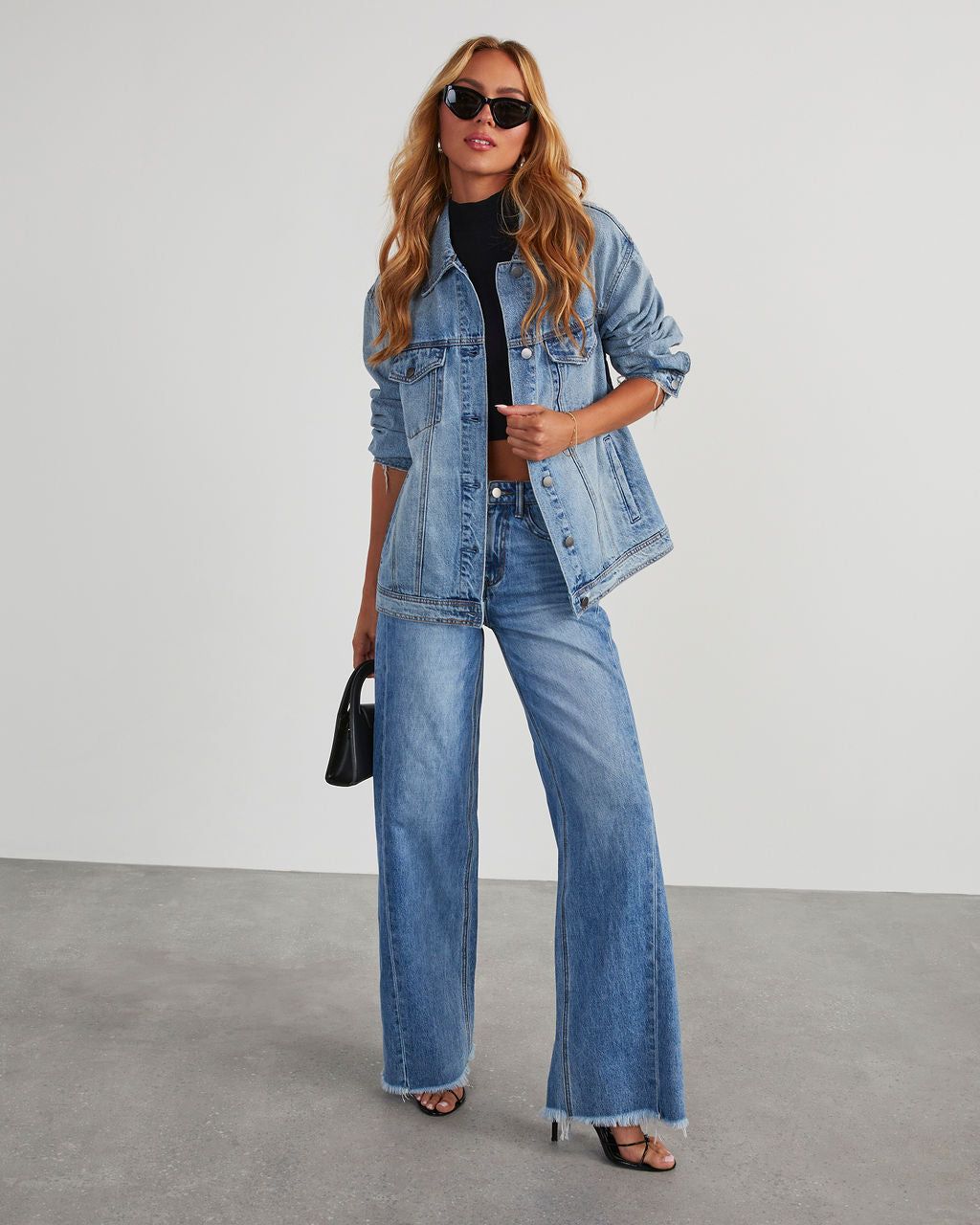 VICI Socialite Wide Leg Side Seam Jeans - Medium Wash sold by Vici