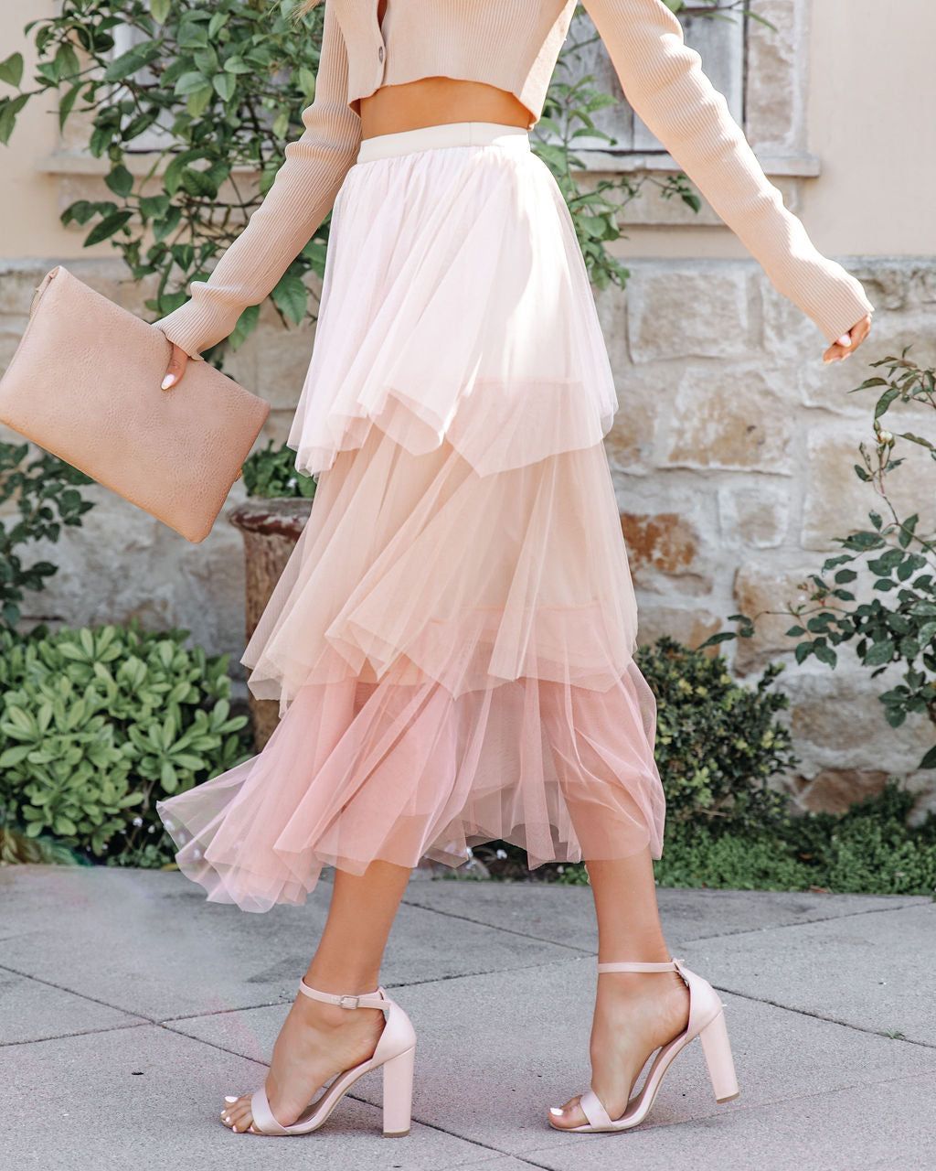 Save The Last Dance Tiered Tulle Midi Skirt sold by Vici product image thumbnail 3