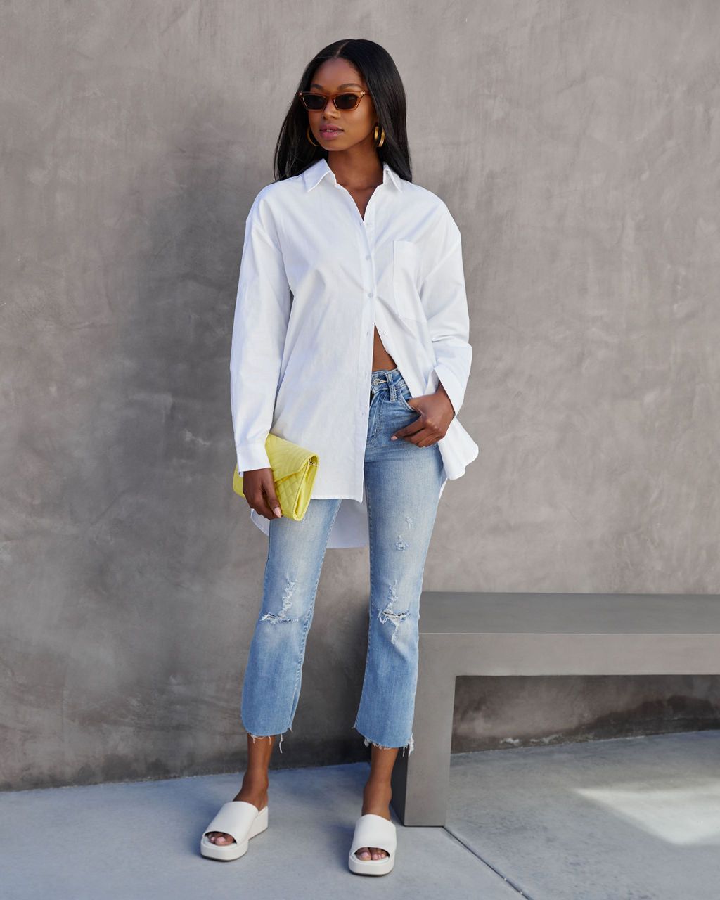 Cruise Cotton Blend Button Down Top sold by Vici