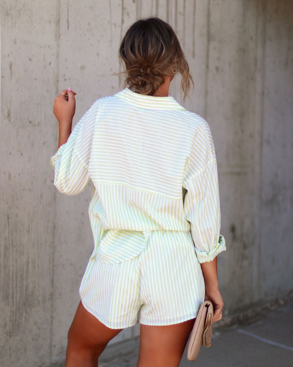 Clear The Air Stripe Cotton Blend Button Down Top sold by Vici product image thumbnail 4