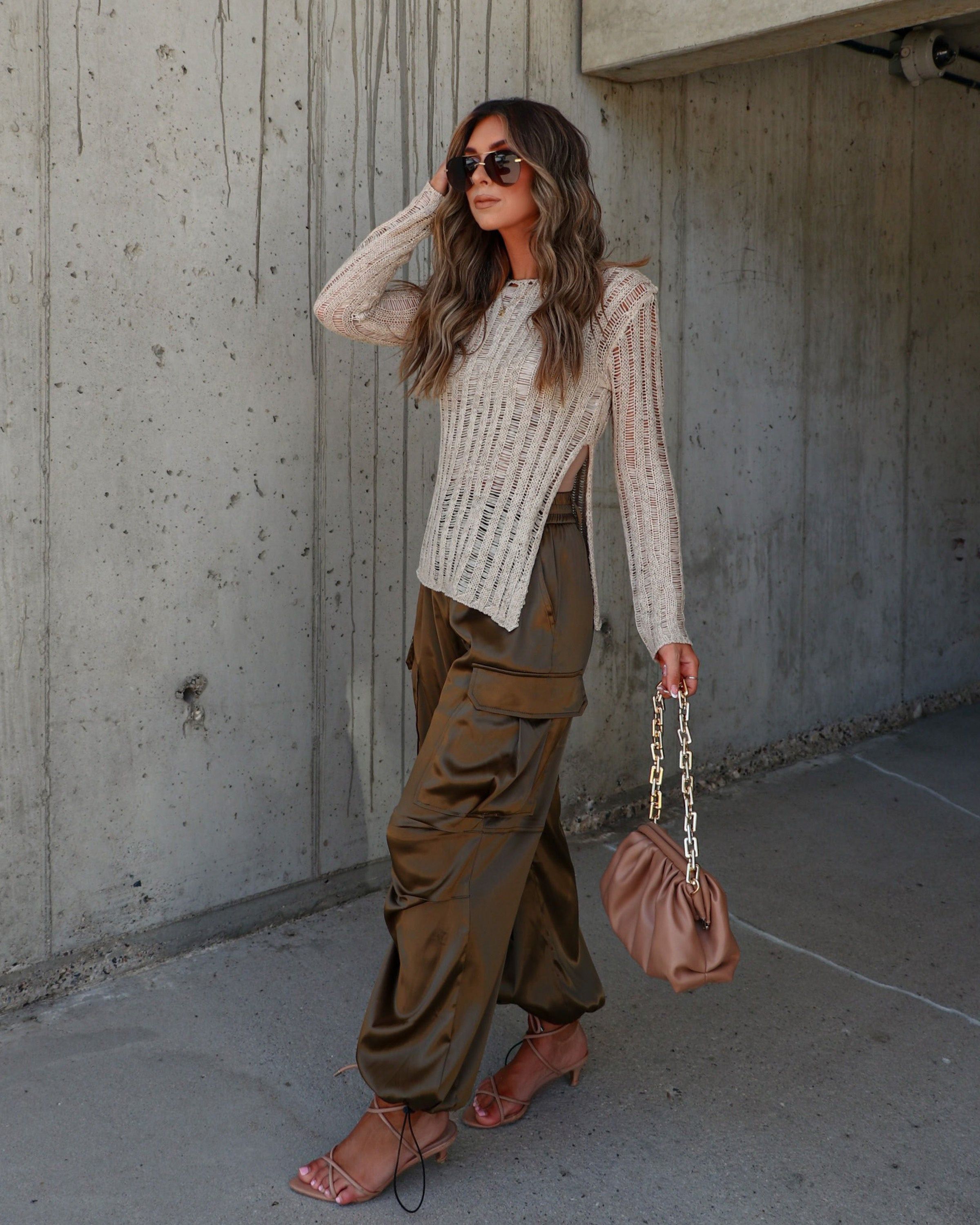 Pauline Stretch Open Knit Sweater - Oatmeal sold by Vici product image thumbnail 3