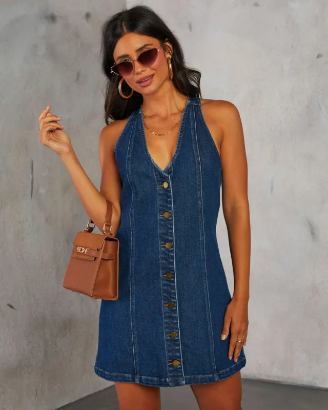 Adalina Denim Mini Dress sold by Vici