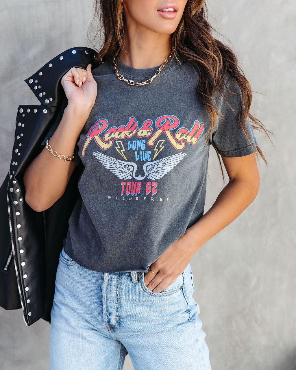Rock And Roll 92 Tour Cropped Cotton Tee sold by Vici product image thumbnail 2