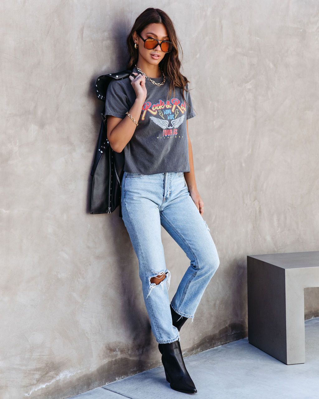 Rock And Roll 92 Tour Cropped Cotton Tee sold by Vici