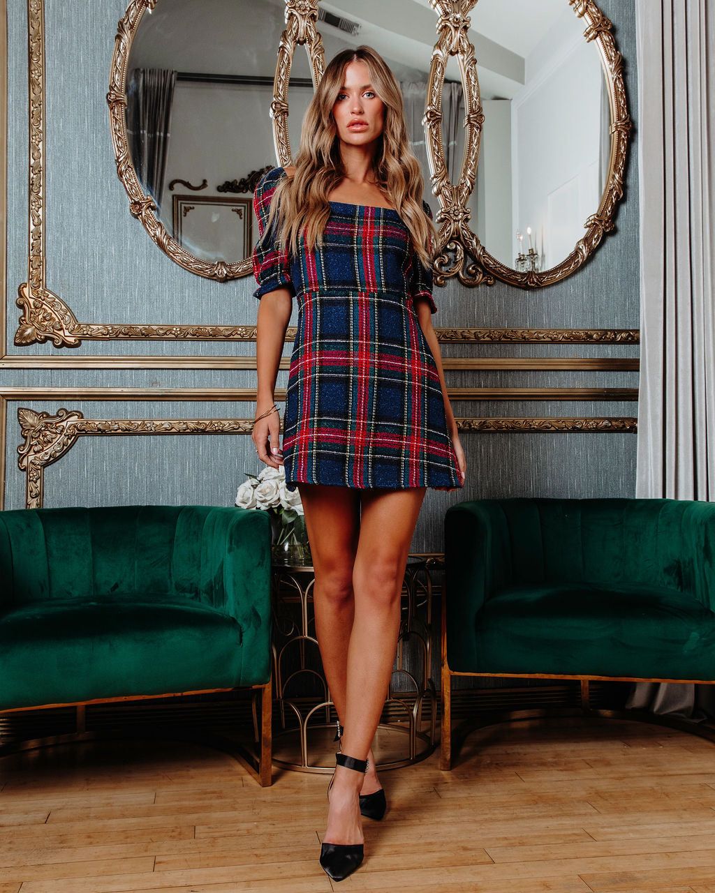 Best Wishes Plaid Tweed Mini Dress sold by Vici product image thumbnail 3