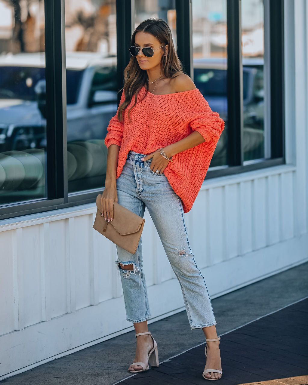 Pinky Promise Cotton Blend Knit Sweater - Orange - FINAL SALE sold by Vici