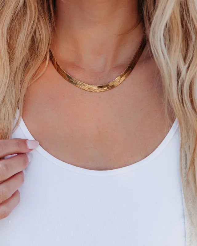 Anywhere Herringbone Necklace - Gold - FINAL SALE sold by Vici