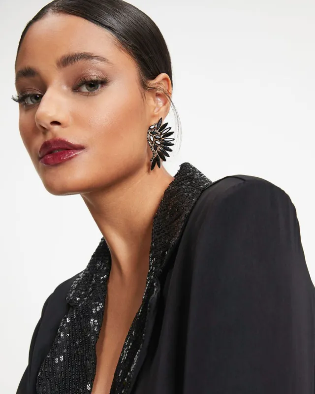 Swan Crystal Drop Earrings - Black - FINAL SALE sold by Vici