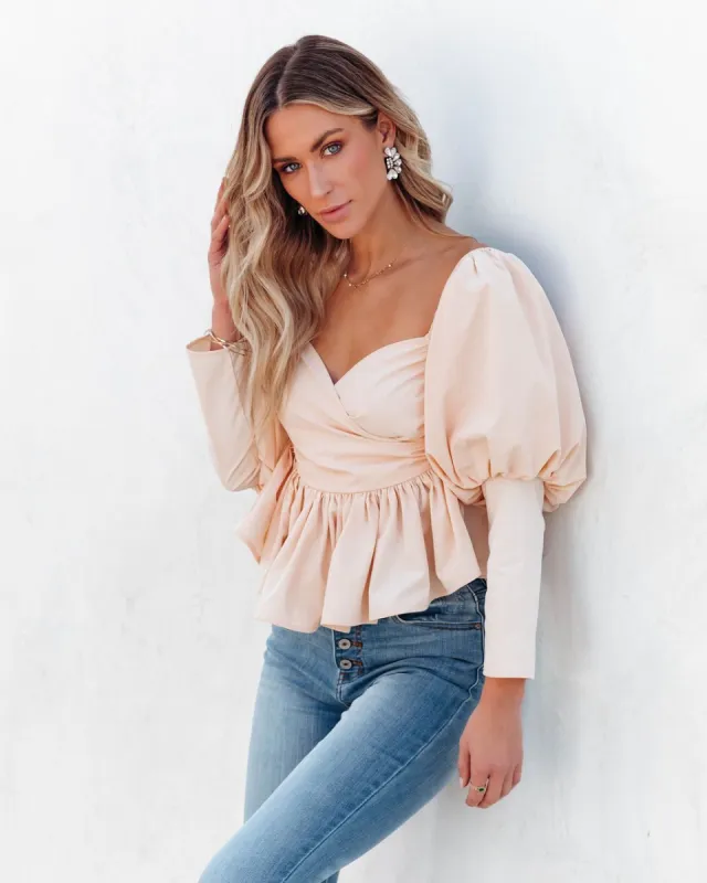 Soph Puff Sleeve Peplum Crop Top sold by Vici