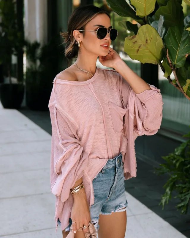 Everything Always Oversized Long Sleeve Top - Mauve - FINAL SALE sold by Vici