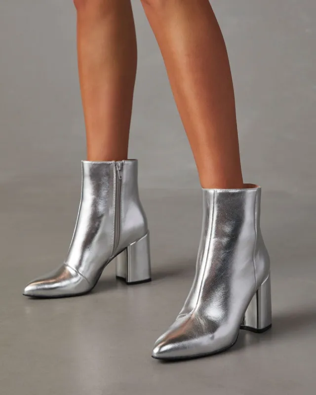Anara Ankle Boots - Metallic Silver sold by Vici