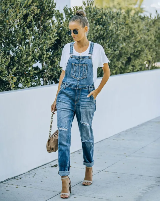 Brock Pocketed Distressed Denim Overalls - FINAL SALE sold by Vici