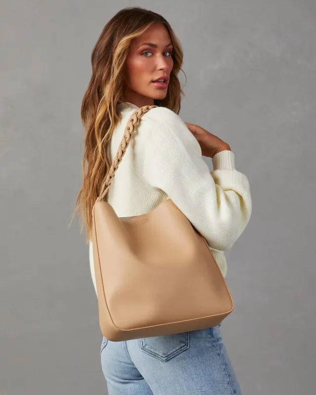 Carrizo Faux Leather Chain Shoulder Bag - Natural made by Vici