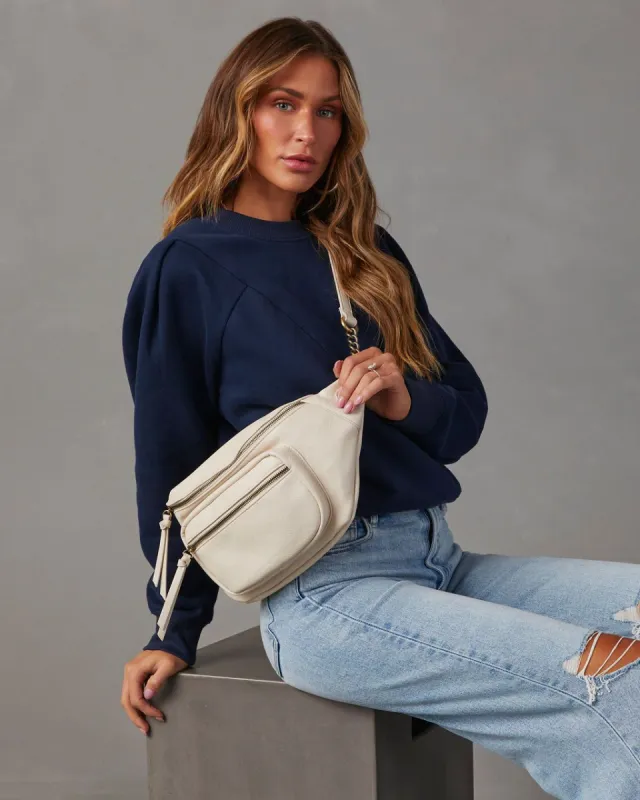 Street Sling Pebbled Belt Bag - Ivory sold by Vici