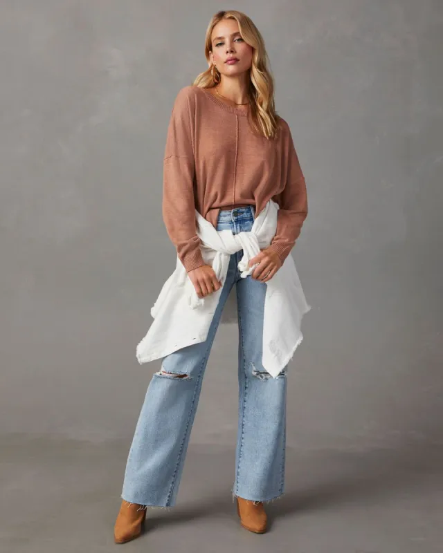Quentin Crew Neck Pullover Sweater - Brown sold by Vici