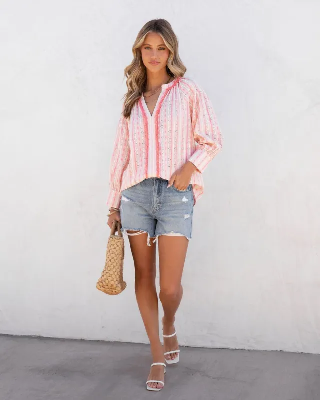 Cypress Cotton Eyelet Frayed Top sold by Vici