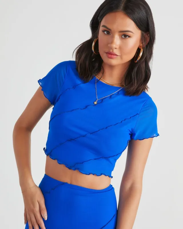 Markella Lettuce Trim Crop Top - Royal Blue sold by Vici
