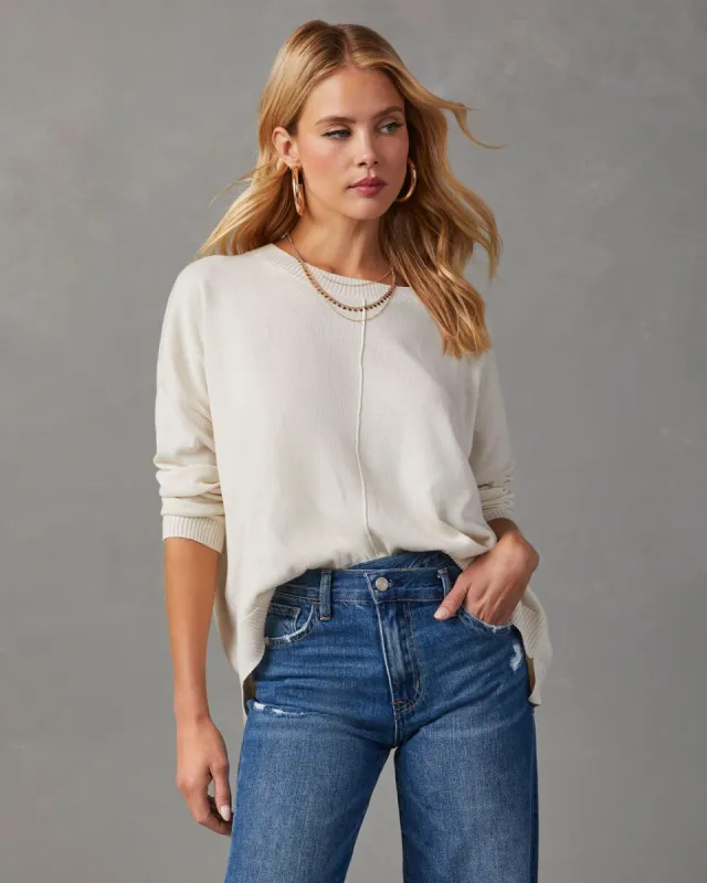 Quentin Crew Neck Pullover Sweater - Oatmeal sold by Vici