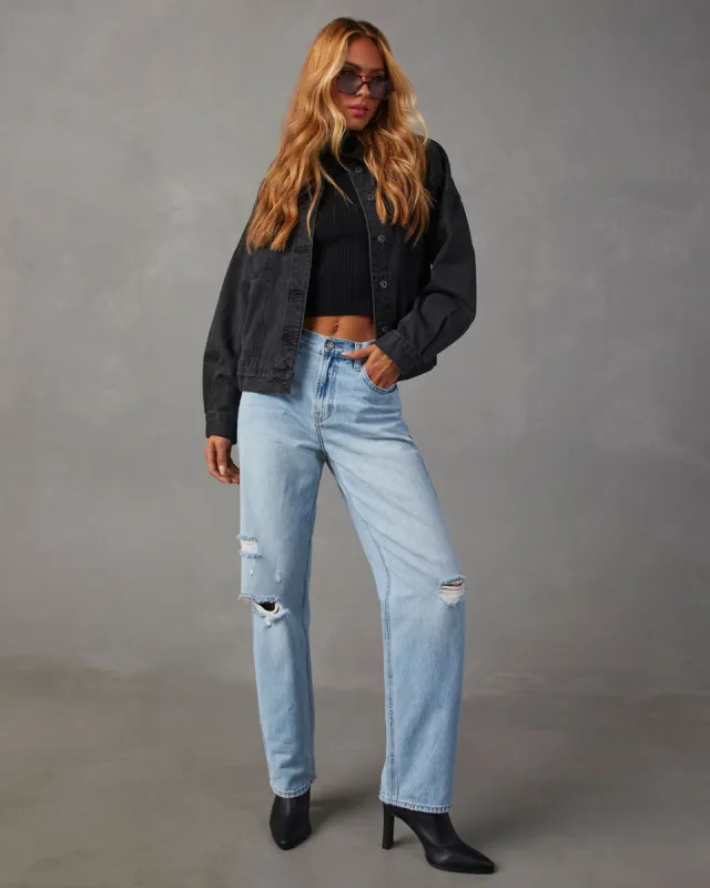 Sadine Distressed High Rise Straight Jeans sold by Vici