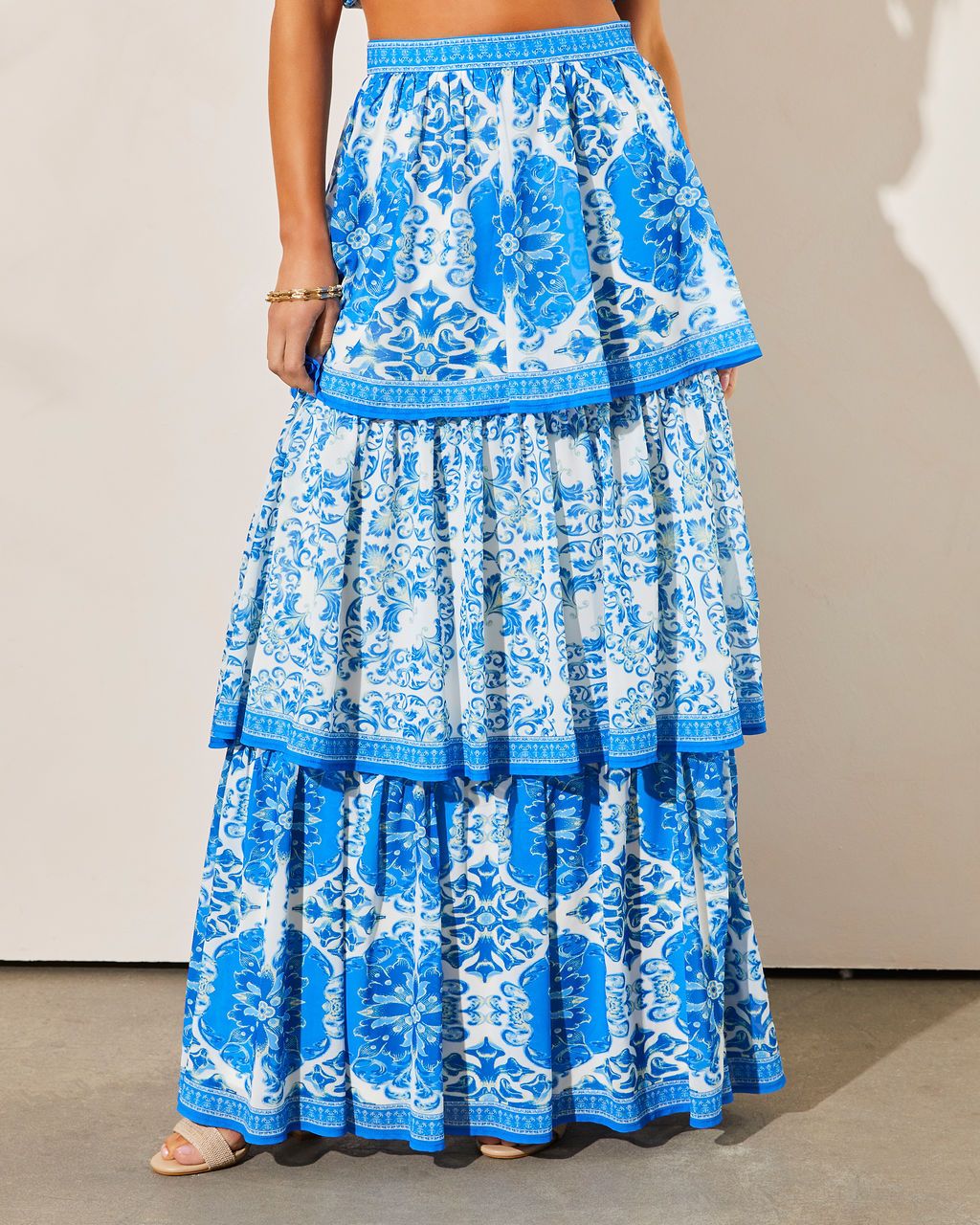 Canberra Maxi Skirt Set - Ivory/Blue - LAST CHANCE sold by Vici product image thumbnail 3