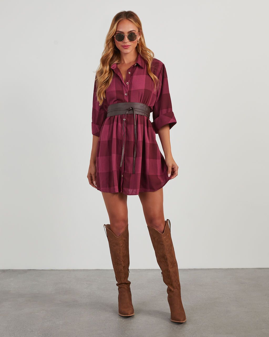 Shilah Plaid Babydoll Mini Dress sold by Vici product image thumbnail 5