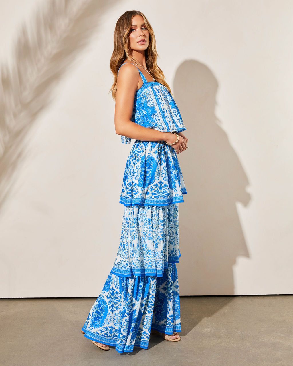 Canberra Maxi Skirt Set - Ivory/Blue - LAST CHANCE sold by Vici product image thumbnail 5