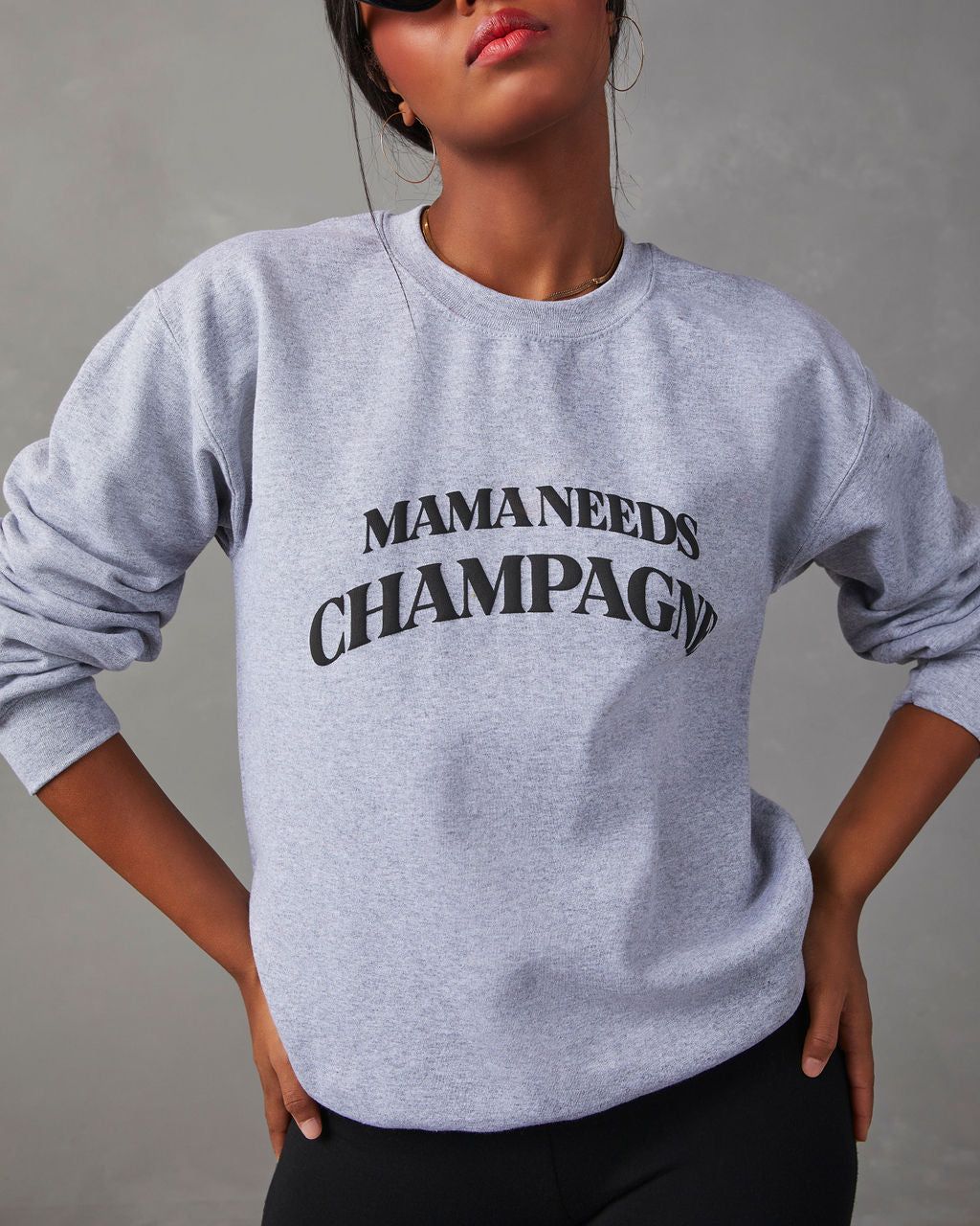 Mama Needs Champagne Graphic Sweatshirt - Grey sold by Vici product image thumbnail 5