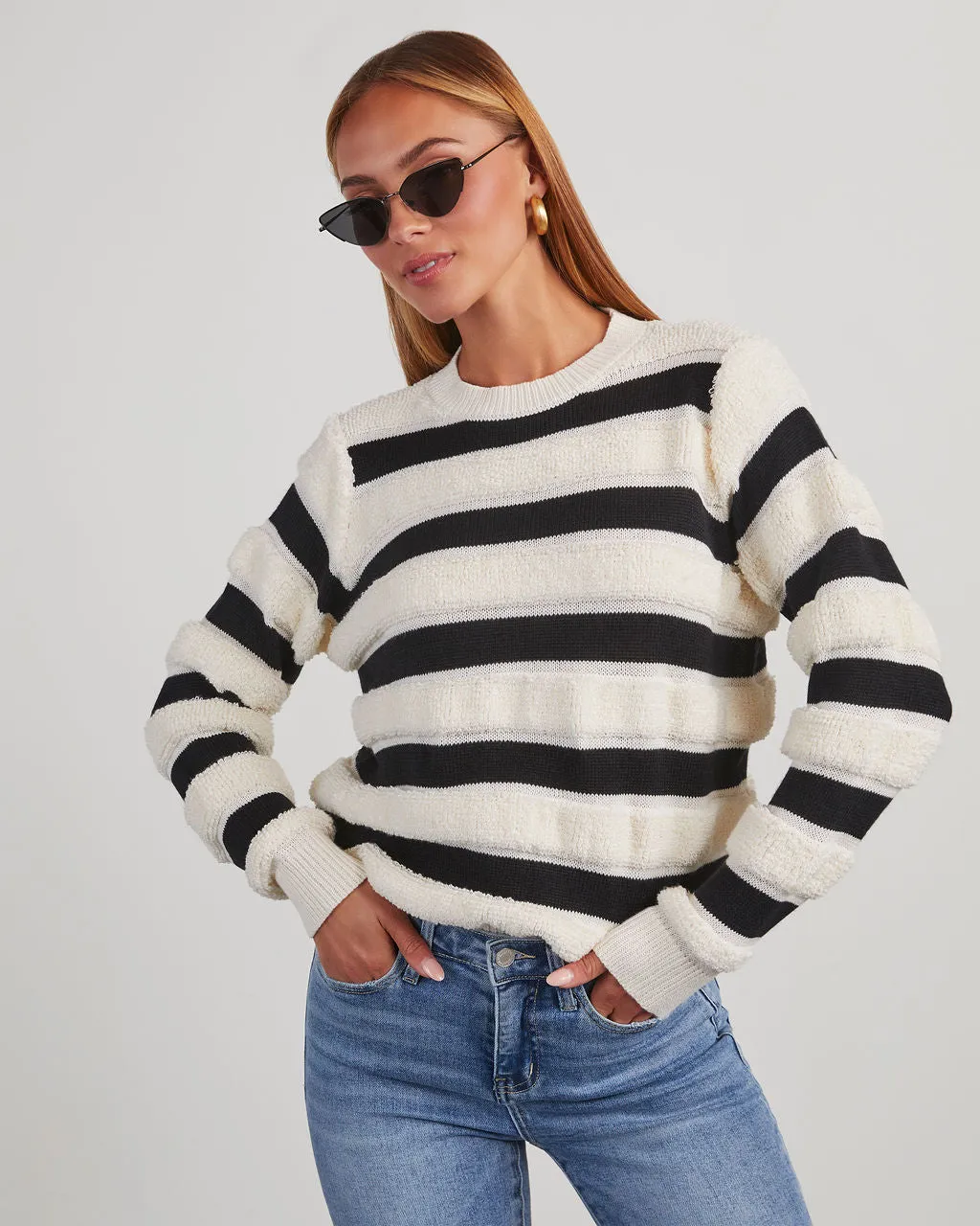 Kiely Sherpa Striped Sweater sold by Vici
