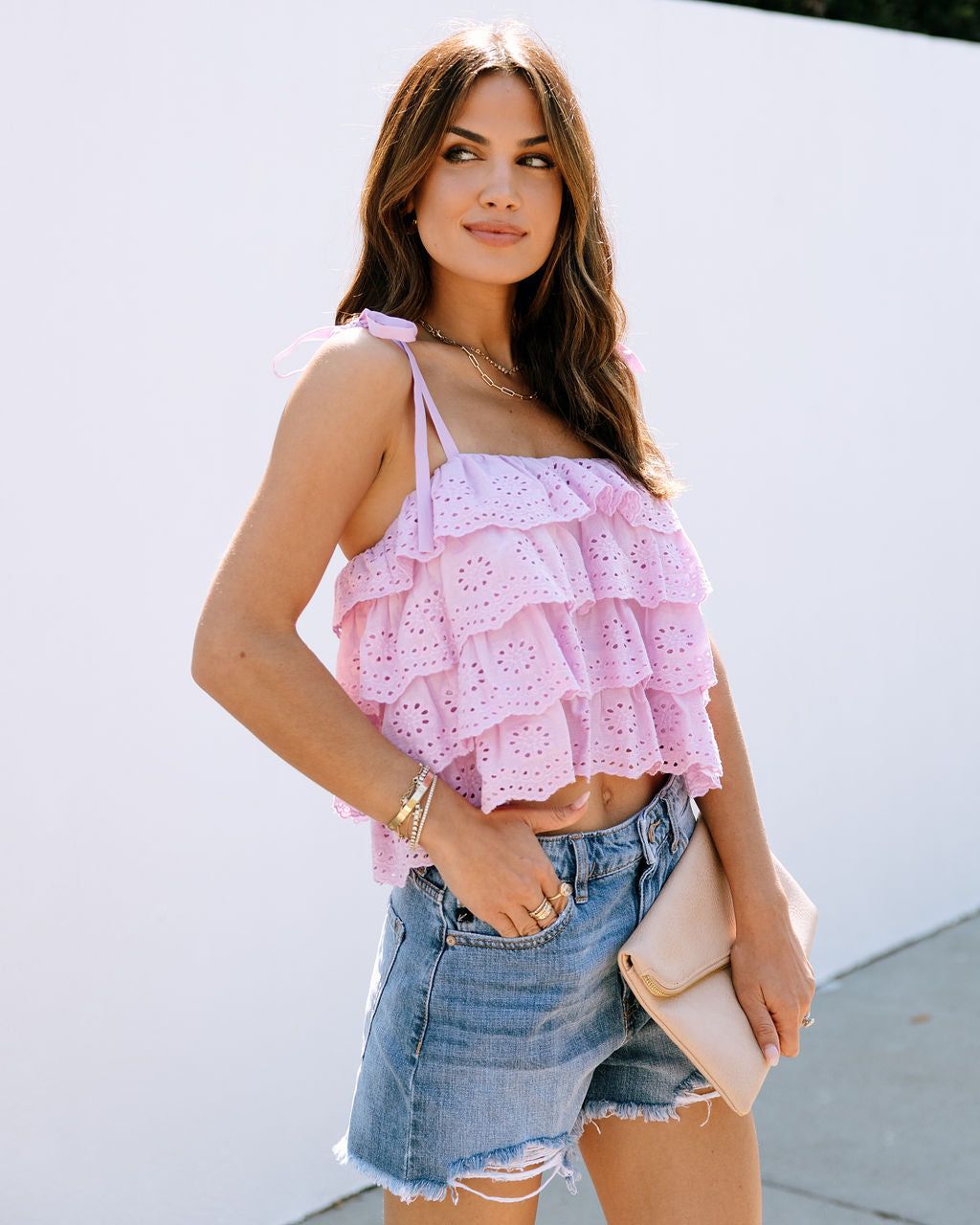 One And Only Cotton Eyelet Tiered Top - Lavender - FINAL SALE sold by Vici product image thumbnail 7