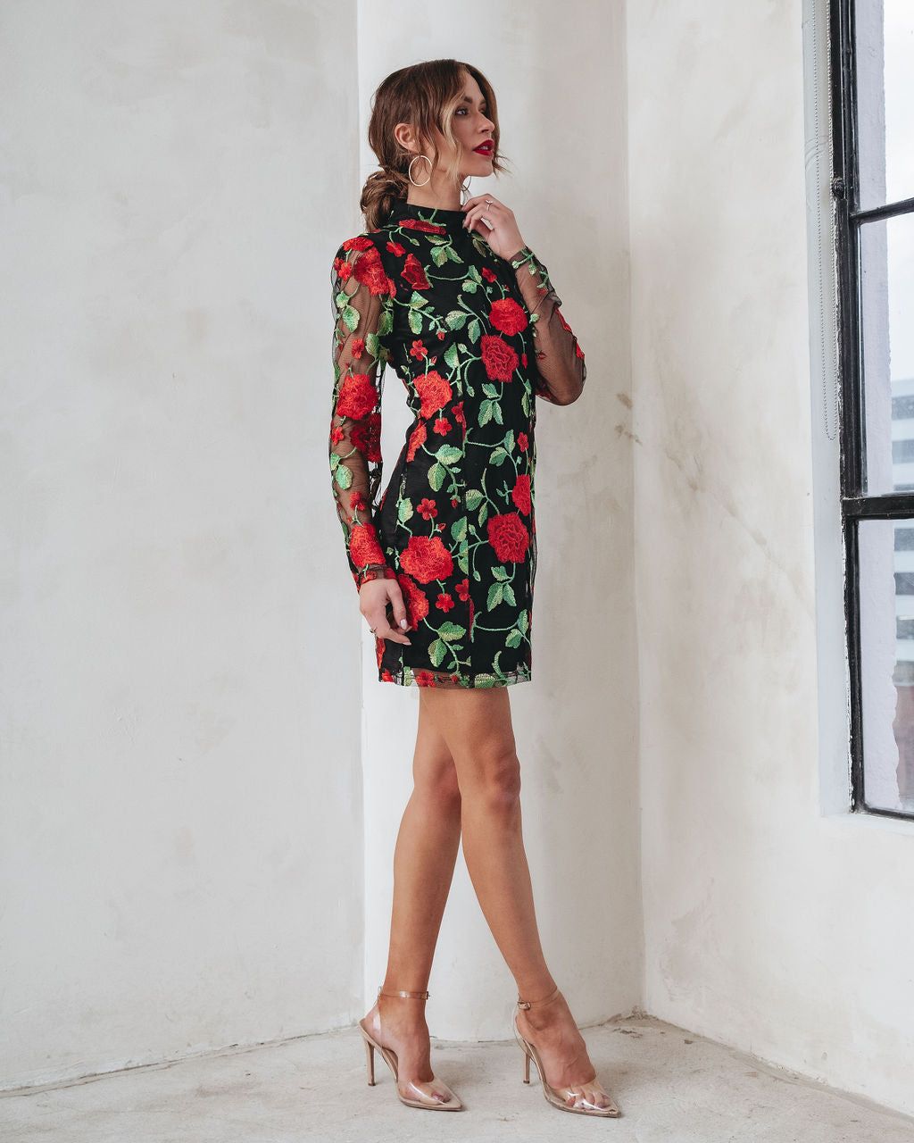 Alice Embroidered Floral Mesh Mini Dress sold by Vici