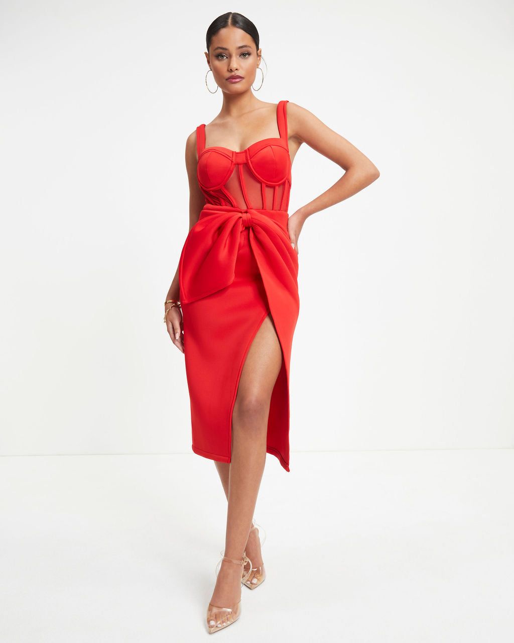 Celestia Sheer Corset Midi Dress sold by Vici