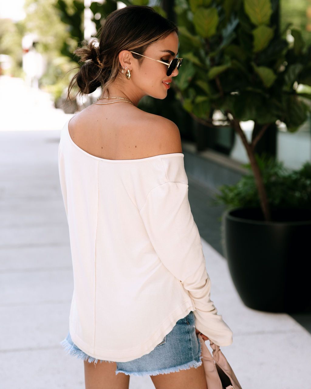 Shiva Long Sleeve Henley Top - Cream - FINAL SALE sold by Vici product image thumbnail 4