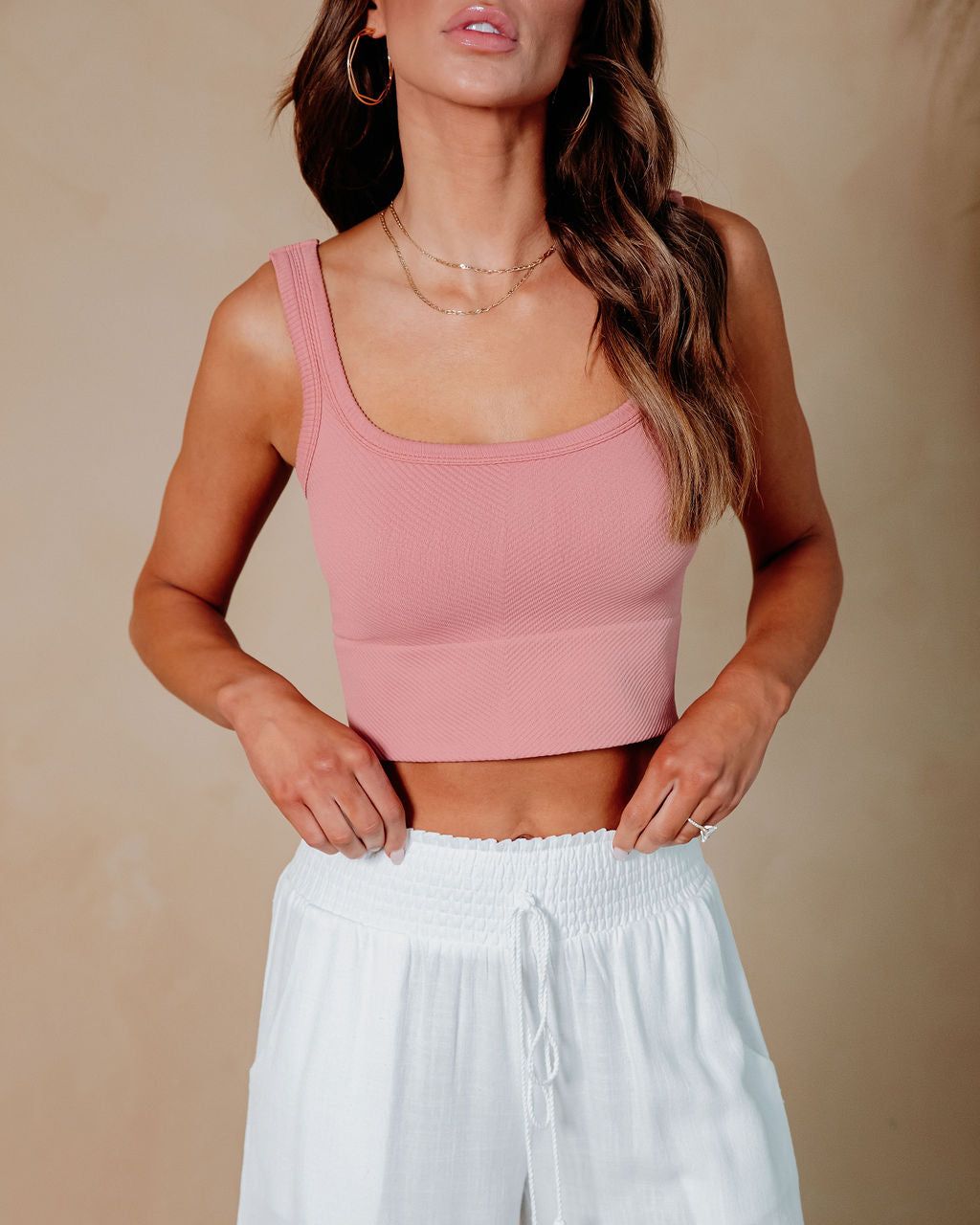 Energy Ribbed Knit Crop Tank - Rose - LAST CHANCE sold by Vici product image thumbnail 2