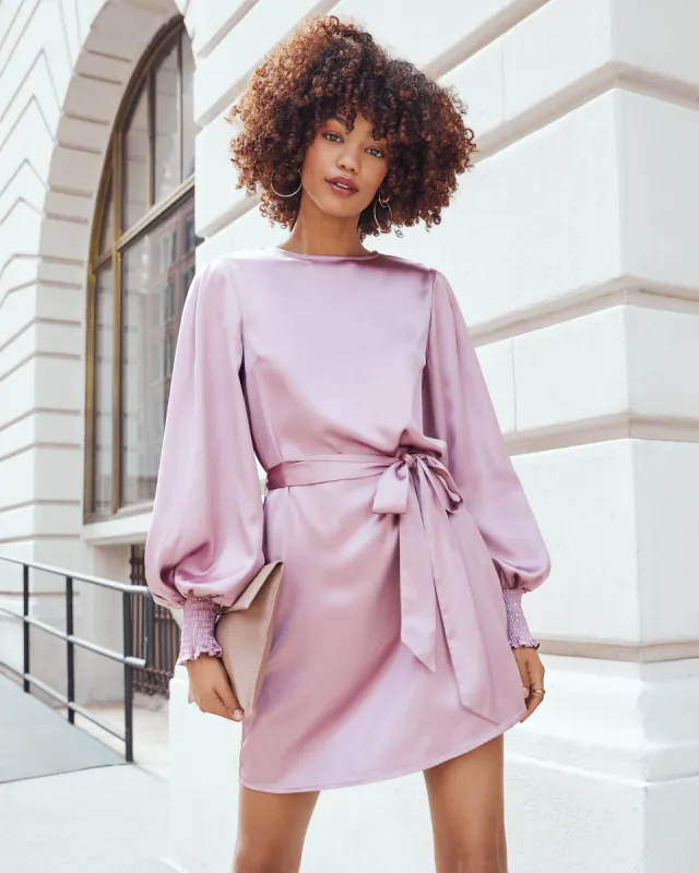 Zahra Satin Smocked Tie Dress - Pink - FINAL SALE made by Vici