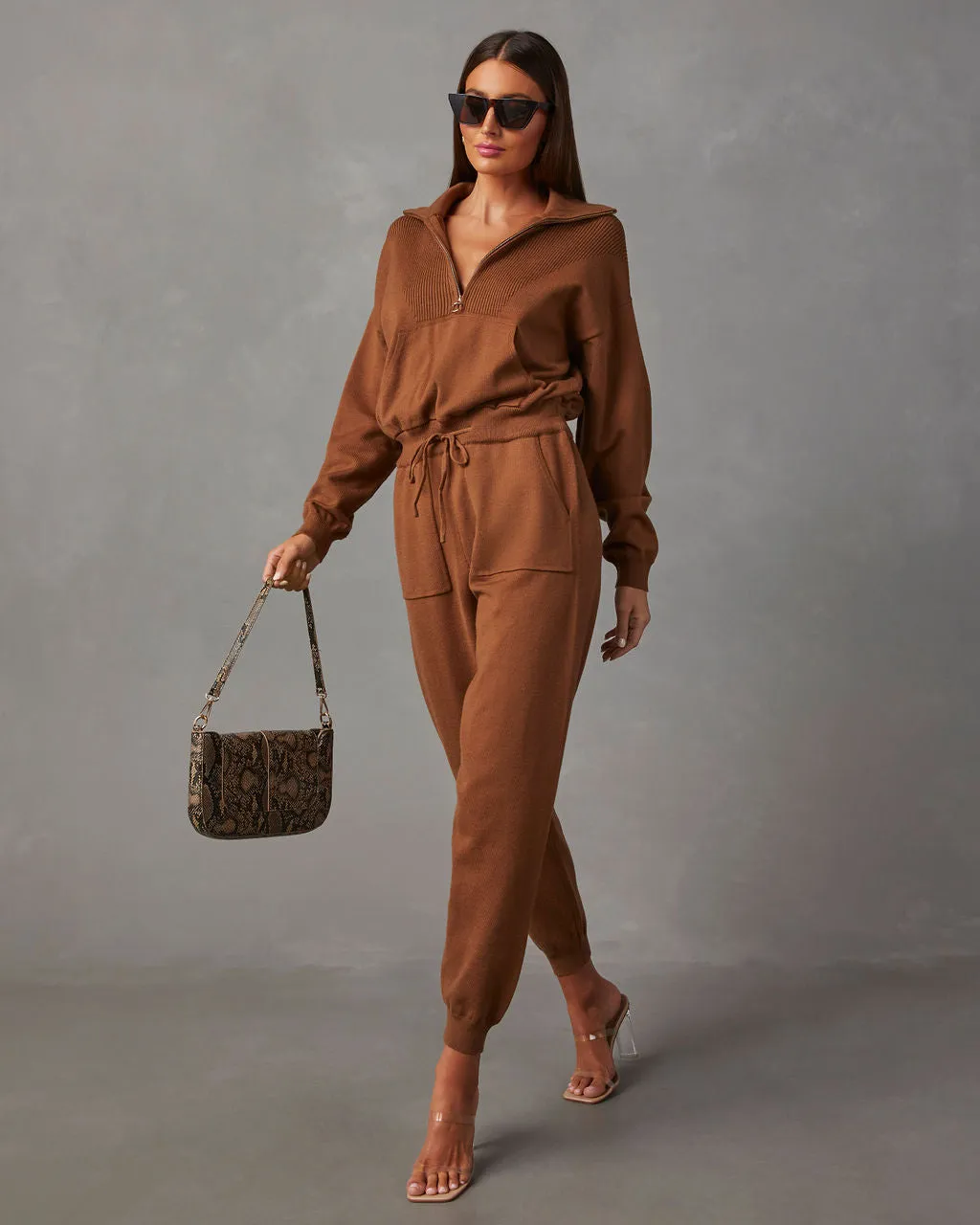 Ryker Pocketed Half Zip Knit Jumpsuit sold by Vici product image thumbnail 2