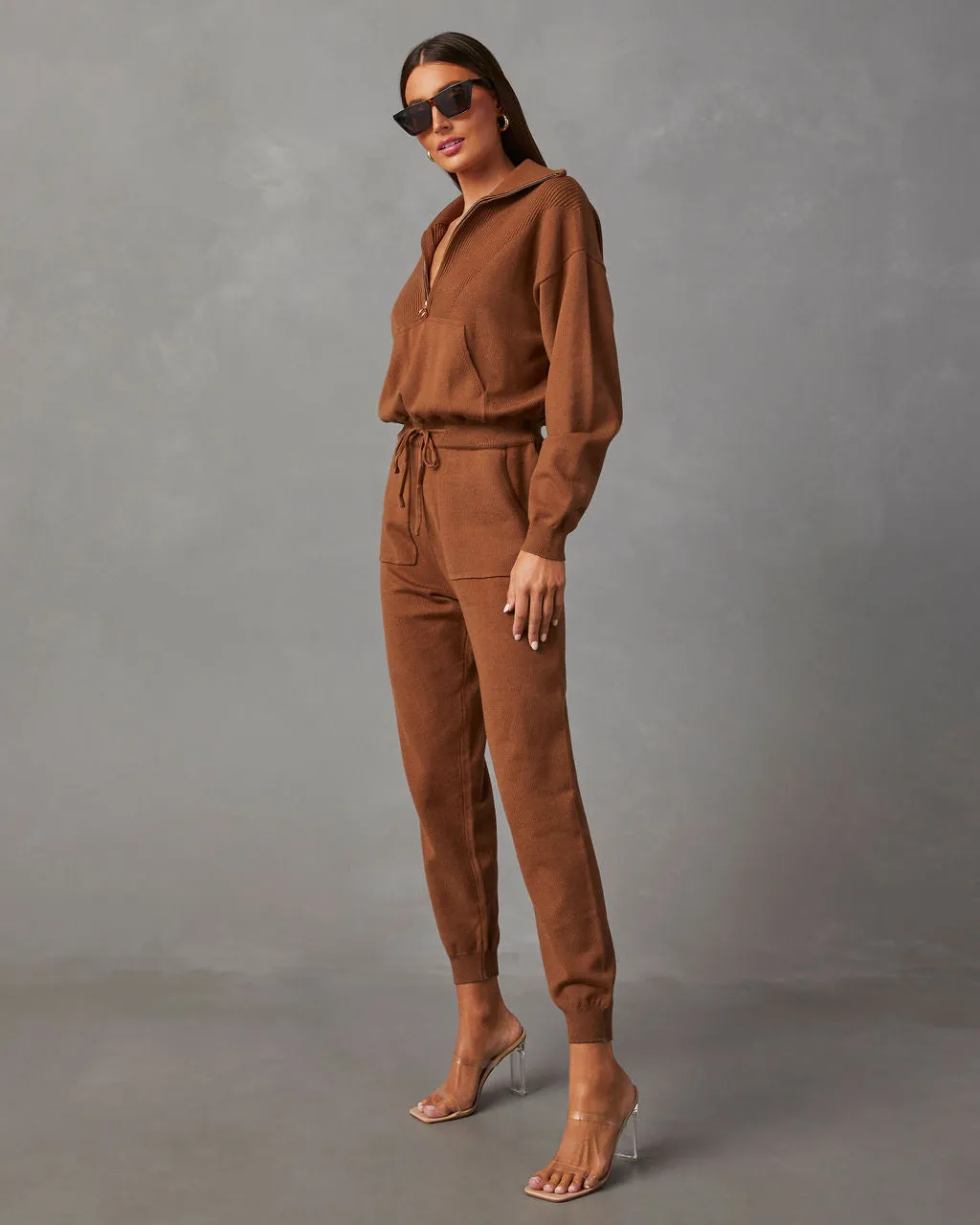 Ryker Pocketed Half Zip Knit Jumpsuit sold by Vici product image thumbnail 3