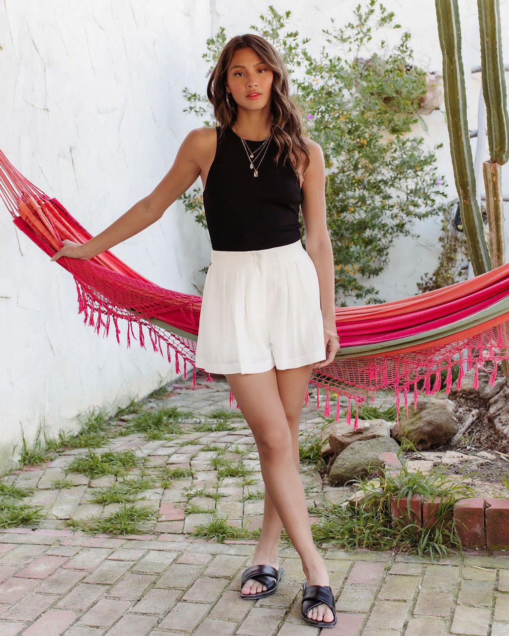 Raegan Pocketed Pleated Shorts - White - FINAL SALE sold by Vici product image thumbnail 3