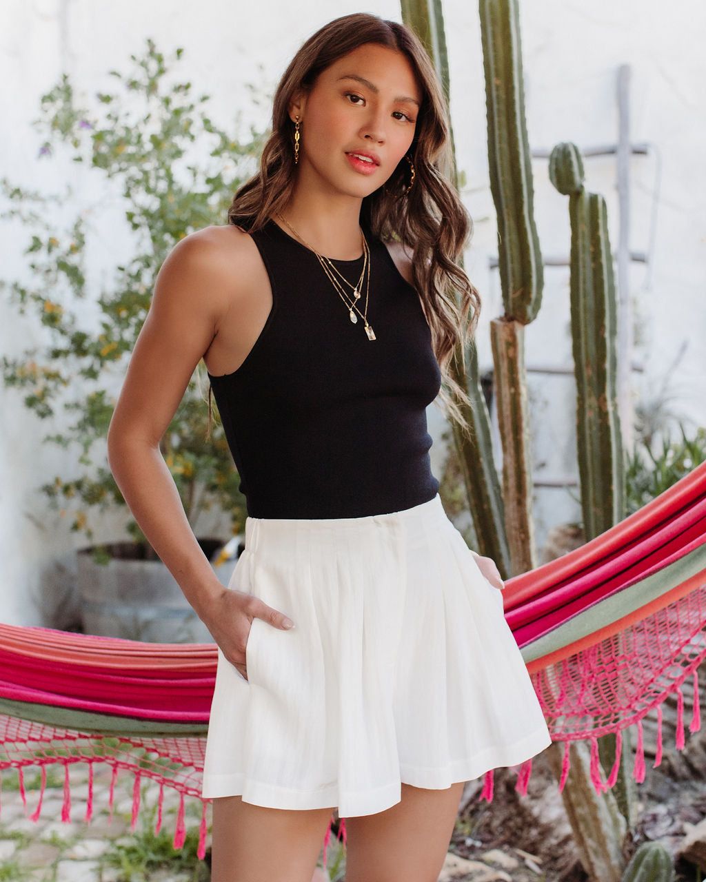 Raegan Pocketed Pleated Shorts - White - FINAL SALE sold by Vici product image thumbnail 7