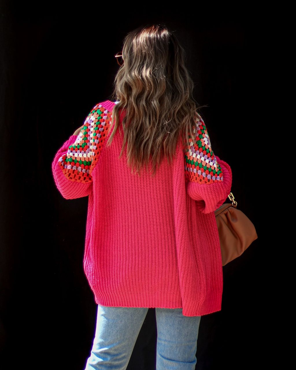 Bassett Oversized Crochet Cardigan - Pink sold by Vici product image thumbnail 4
