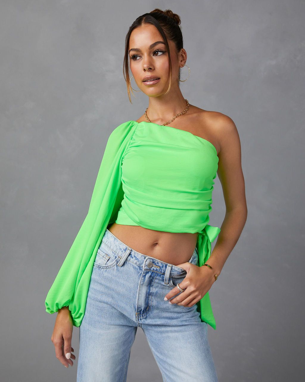 Fiorella One Shoulder Top sold by Vici