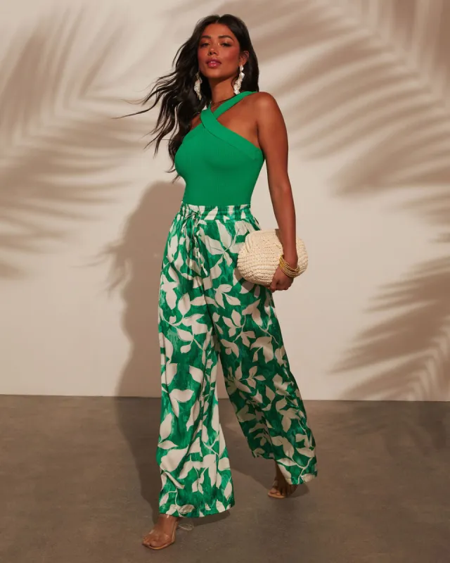 Riviera Retreat Printed Satin Pants sold by Vici